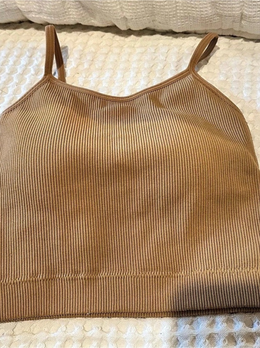 NWT ZENANA Ribbed Seamless Brami/Cami Crop Top Brown Size S/M